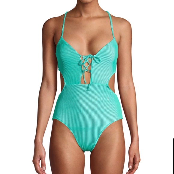 NWT No boundaries ribbed monokini swimsuit Med - Picture 2 of 8